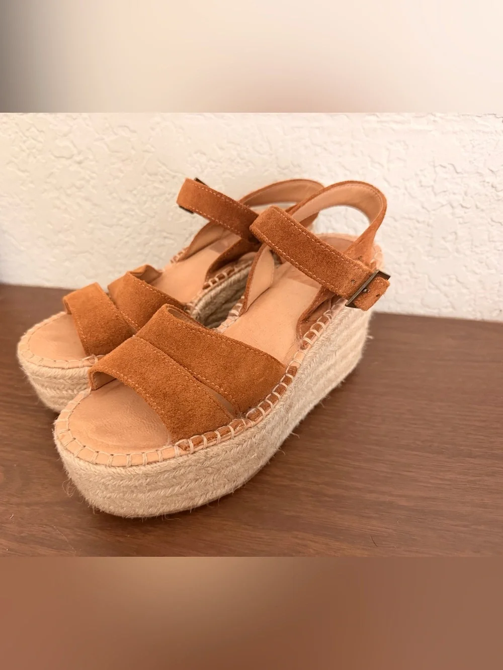 Soludos Womens Como Platform Wedge Sandals Brown suede size 6 preowned